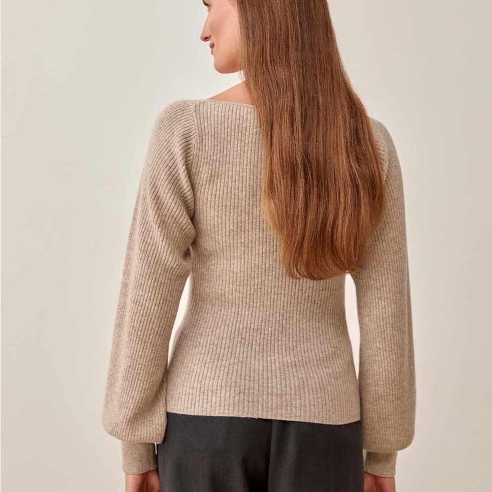 Reformation Hart Cashmere V-Neck Sweater - Grey - Picture 9 of 10